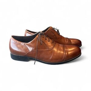 Kenneth Cole New York Chief Council Brown Leather Oxfords Dress Shoes Mens 8.5